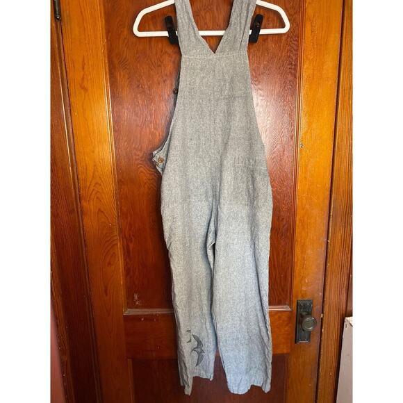 Gray Earthy Crunchy Cotton Ganesh Himal Bird Jumper Overalls - Picture 2 of 12